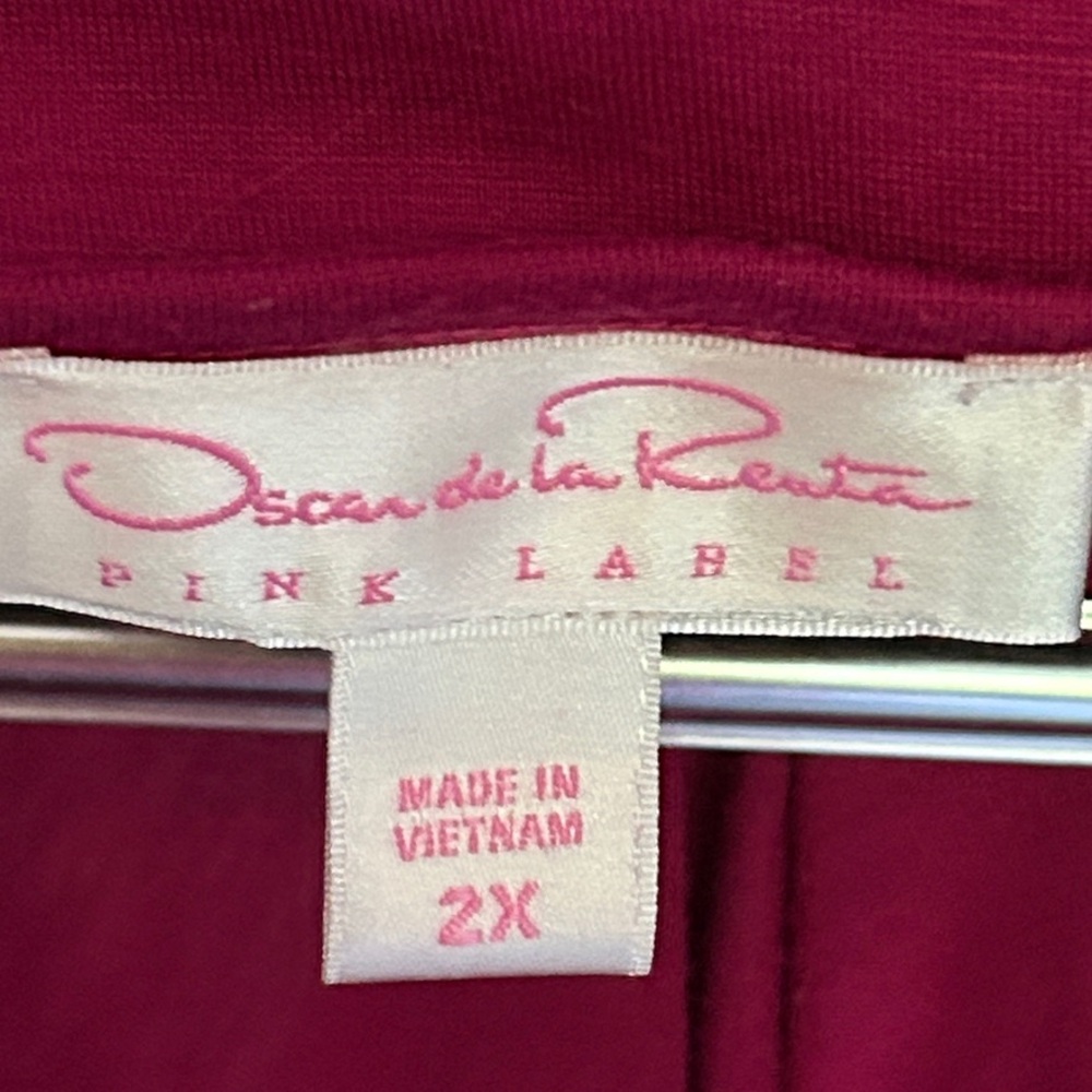 Oscar de la Renta Fuchsia long sleeve v neck shirt 2X - Picture 2 of 5